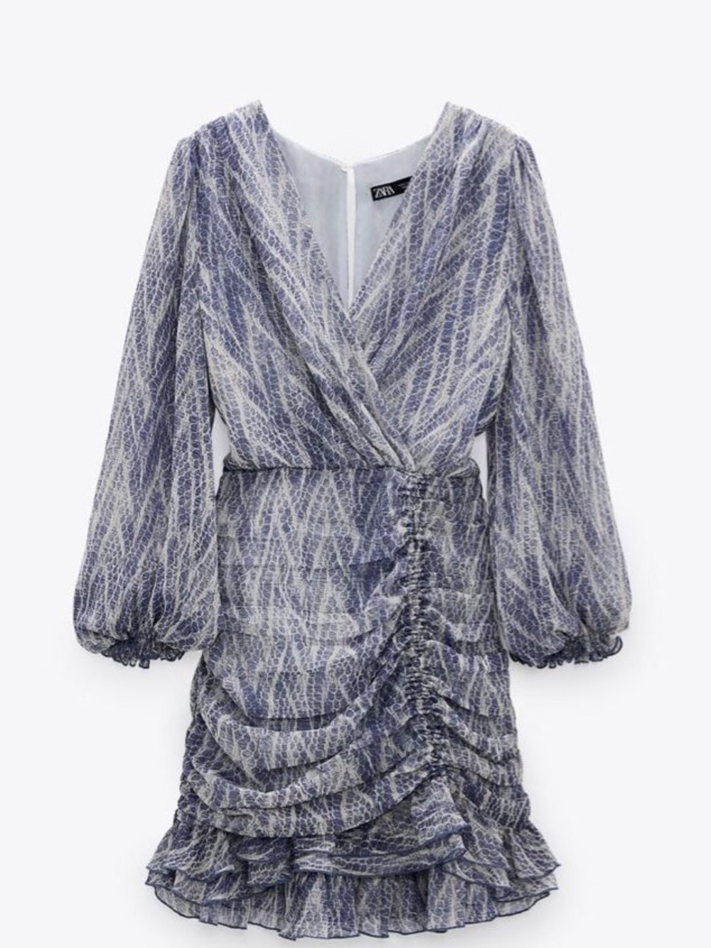 Zara blue and white abstract pattern mini dress size xs